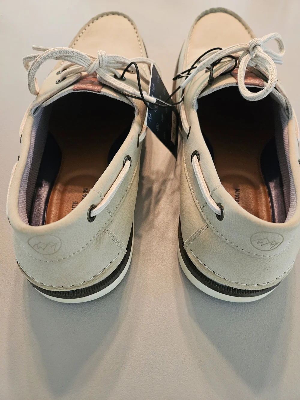 Men's Casual Real Leather Lace-Up Boat Shoes in Beige